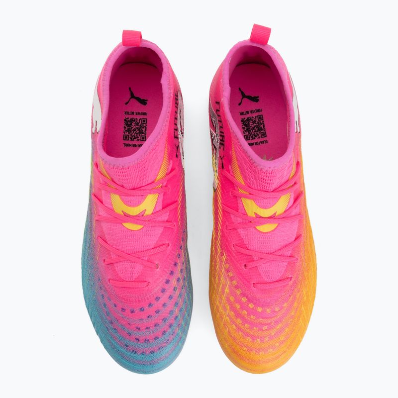 Încălțăminte de fotbal pentru copii PUMA Future 9 Match FG/AG Jr poison pink/puma white/sun stream/bright aqua/puma black 5