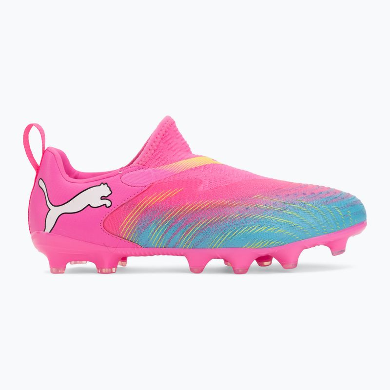 Încălțăminte de fotbal pentru copii PUMA Future 9 Match LL FG/AG Jr poison pink/puma white/sun stream/bright aqua/puma black 2