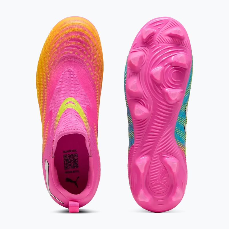 Încălțăminte de fotbal pentru copii PUMA Future 9 Match LL FG/AG Jr poison pink/puma white/sun stream/bright aqua/puma black 6