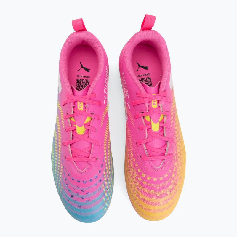 Încălțăminte de fotbal pentru copii PUMA Future 9 Play FG/AG Jr poison pink/puma white/sun stream/bright aqua/puma black 5