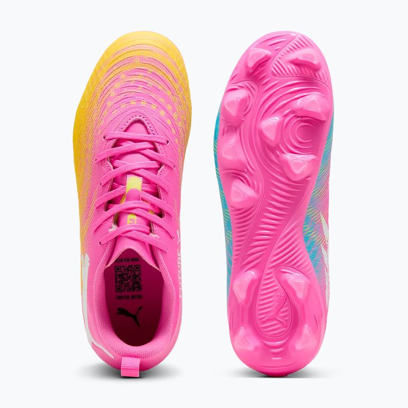 Încălțăminte de fotbal pentru copii PUMA Future 9 Play FG/AG Jr poison pink/puma white/sun stream/bright aqua/puma black 3