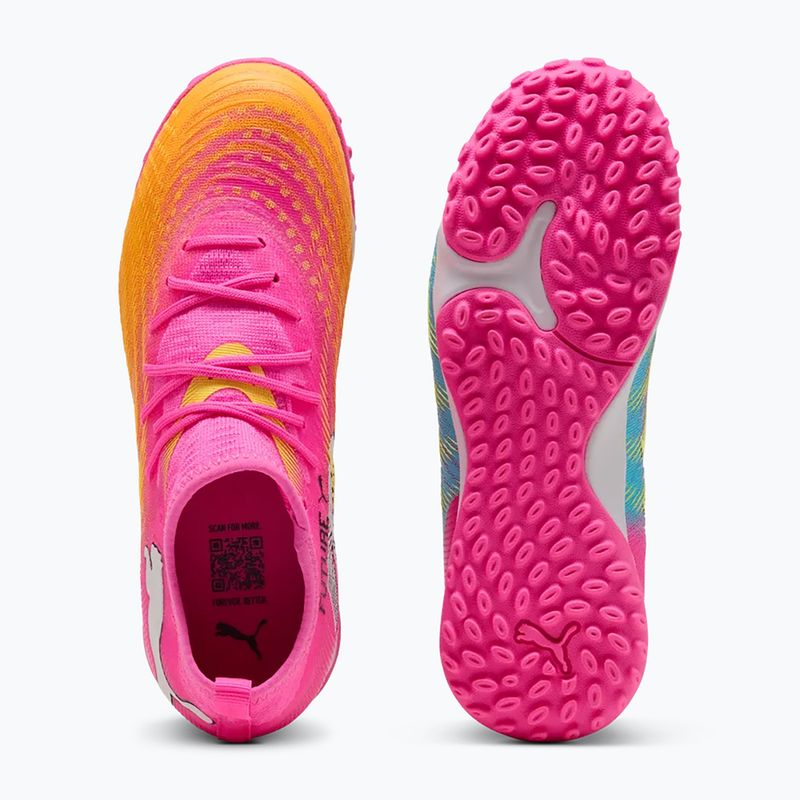 Încălțăminte de fotbal pentru copii PUMA Future 9 Match TT + Mid Jr poison pink/puma wht/sun stream/bright aqua/puma blk 3