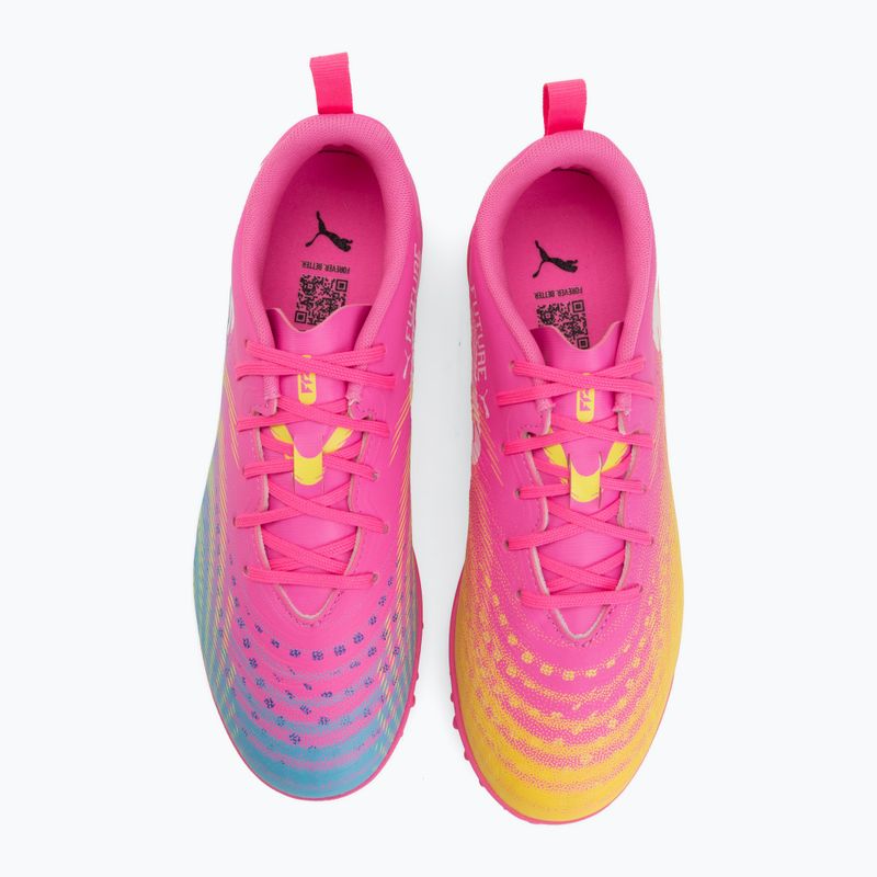 Încălțăminte de fotbal pentru copii PUMA Future 9 Play TT poison pink/puma white/sun stream/bright aqua/puma black 5
