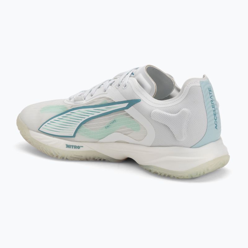 Încălțăminte de handbal pentru femei PUMA Accelerate Nitro SQD 4 Game On puma white/baltic sea blue/fresh water 3