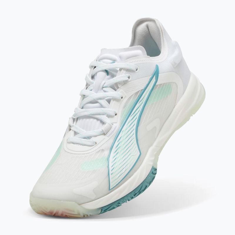 Încălțăminte de handbal pentru femei PUMA Accelerate Nitro SQD 4 Game On puma white/baltic sea blue/fresh water 10