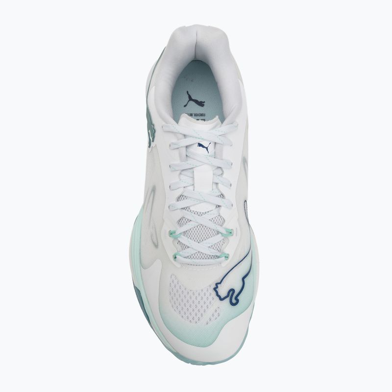 Încălțăminte de handbal pentru femei PUMA Vantage Nitro Game On puma white/baltic blue/fresh water 5
