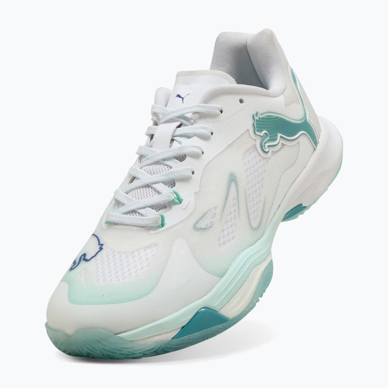 Încălțăminte de handbal pentru femei PUMA Vantage Nitro Game On puma white/baltic blue/fresh water 10