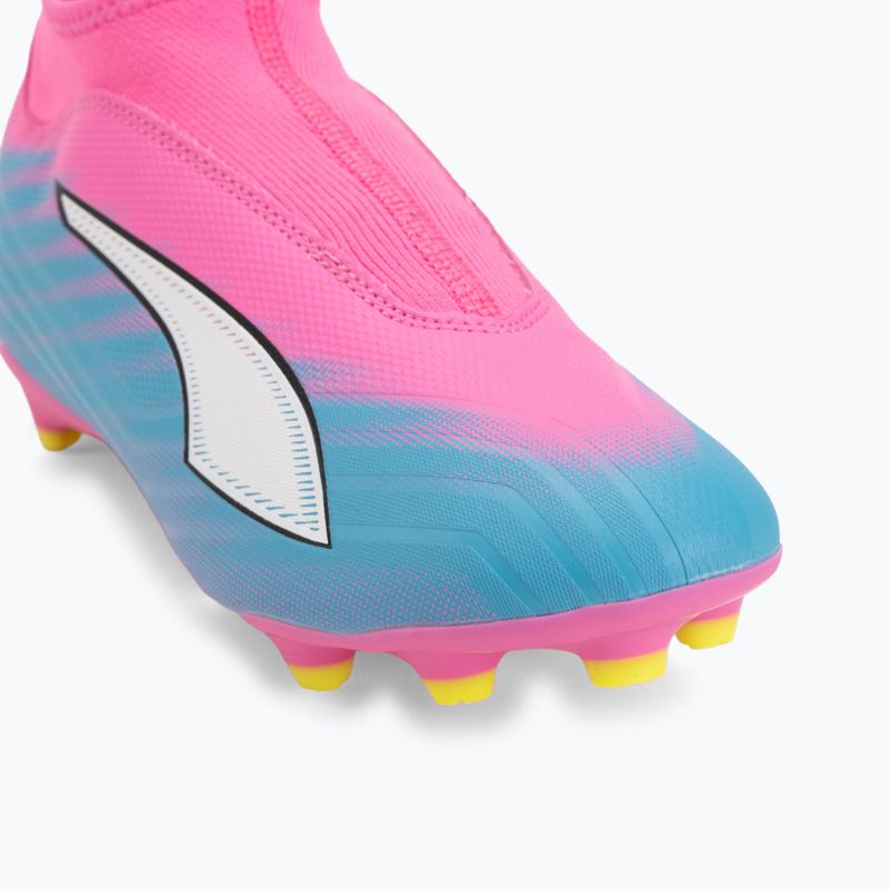 Încălțăminte de fotbal pentru copii PUMA Ultra 6 Match+ LL FG/AG Jr poison pink/puma white/sun stream/bright aqua/puma black 7