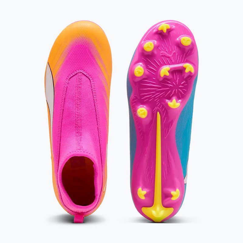 Încălțăminte de fotbal pentru copii PUMA Ultra 6 Match+ LL FG/AG Jr poison pink/puma white/sun stream/bright aqua/puma black 4