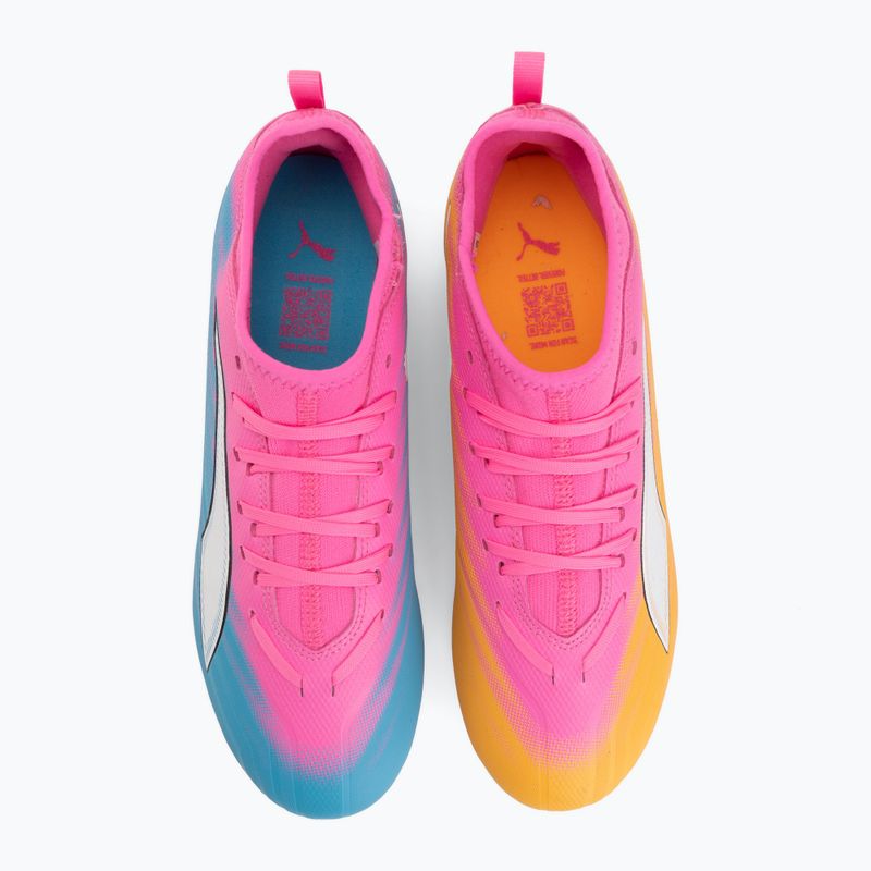 Încălțăminte de fotbal pentru copii PUMA Ultra 6 Match FG/AG Jr poison pink/puma white/sun stream/bright aqua/puma black 5