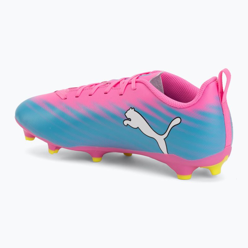 Încălțăminte de fotbal pentru copii PUMA Ultra 6 Play FG/AG Jr poison pink/puma white/sun stream/bright aqua/puma black 3