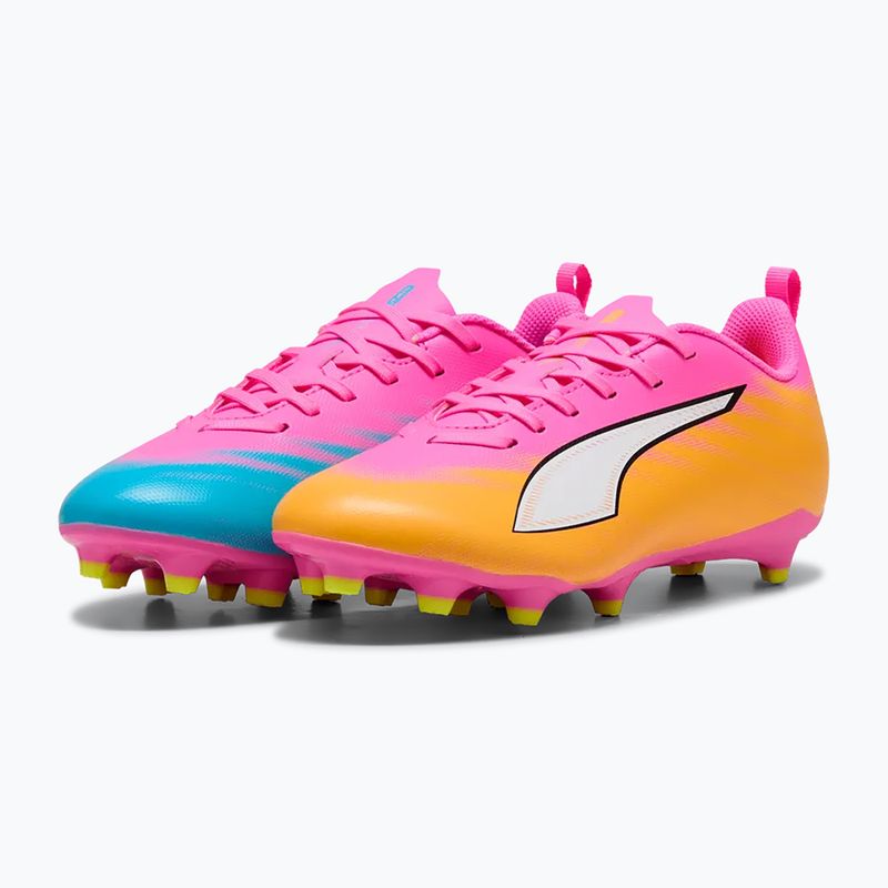 Încălțăminte de fotbal pentru copii PUMA Ultra 6 Play FG/AG Jr poison pink/puma white/sun stream/bright aqua/puma black 4