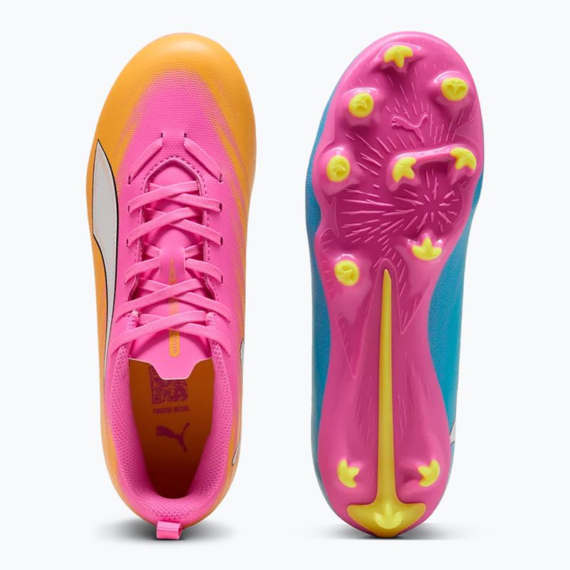 Încălțăminte de fotbal pentru copii PUMA Ultra 6 Play FG/AG Jr poison pink/puma white/sun stream/bright aqua/puma black 6