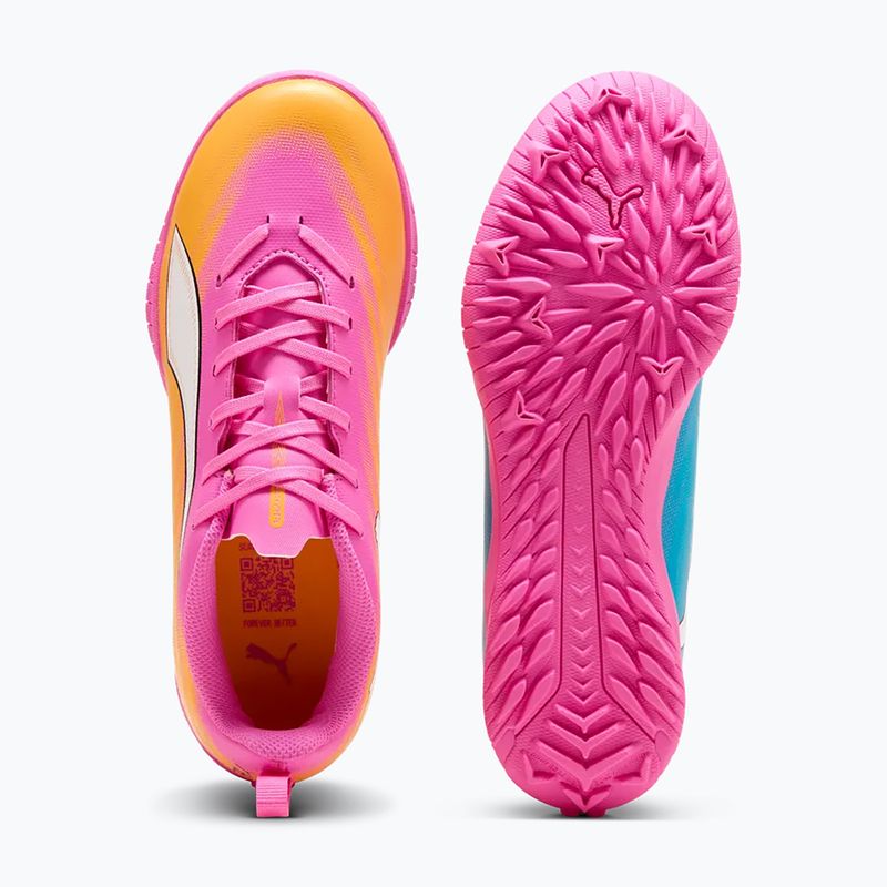 Încălțăminte de fotbal pentru copii PUMA Ultra 6 Play TT Jr poison pink/puma white/sun stream/bright aqua/puma black 4