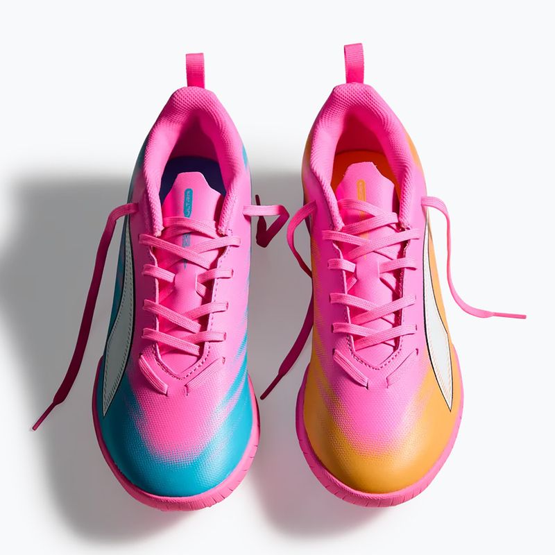 Încălțăminte de fotbal pentru copii PUMA Ultra 6 Play TT Jr poison pink/puma white/sun stream/bright aqua/puma black 5