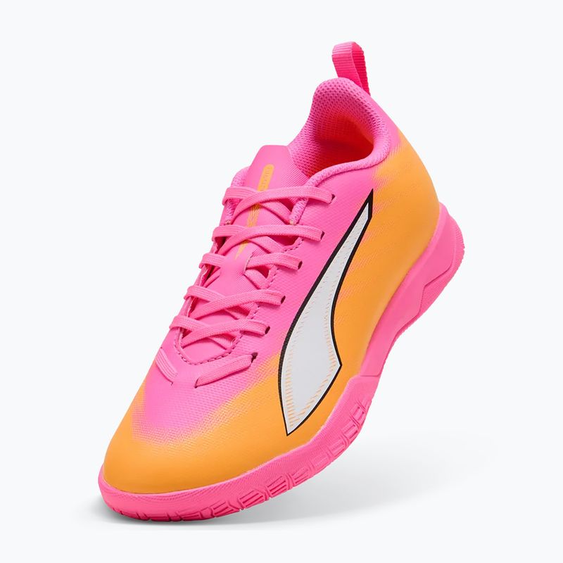 Încălțăminte de fotbal pentru copii PUMA Ultra 6 Play It Jr poison pink/puma wht/sun stream/bright aqua/puma blk 3