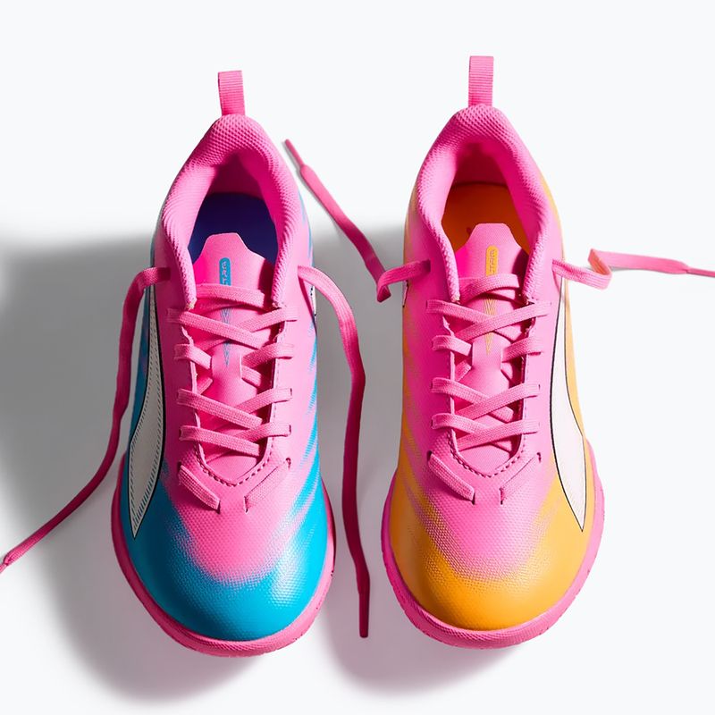 Încălțăminte de fotbal pentru copii PUMA Ultra 6 Play It Jr poison pink/puma wht/sun stream/bright aqua/puma blk 5
