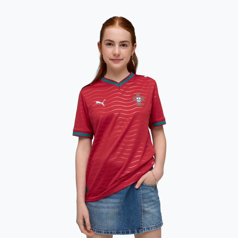 Tricou de fotbal pentru copii PUMA FPF Portugal Home Jersey Replica Club Jr roșu/verde 3