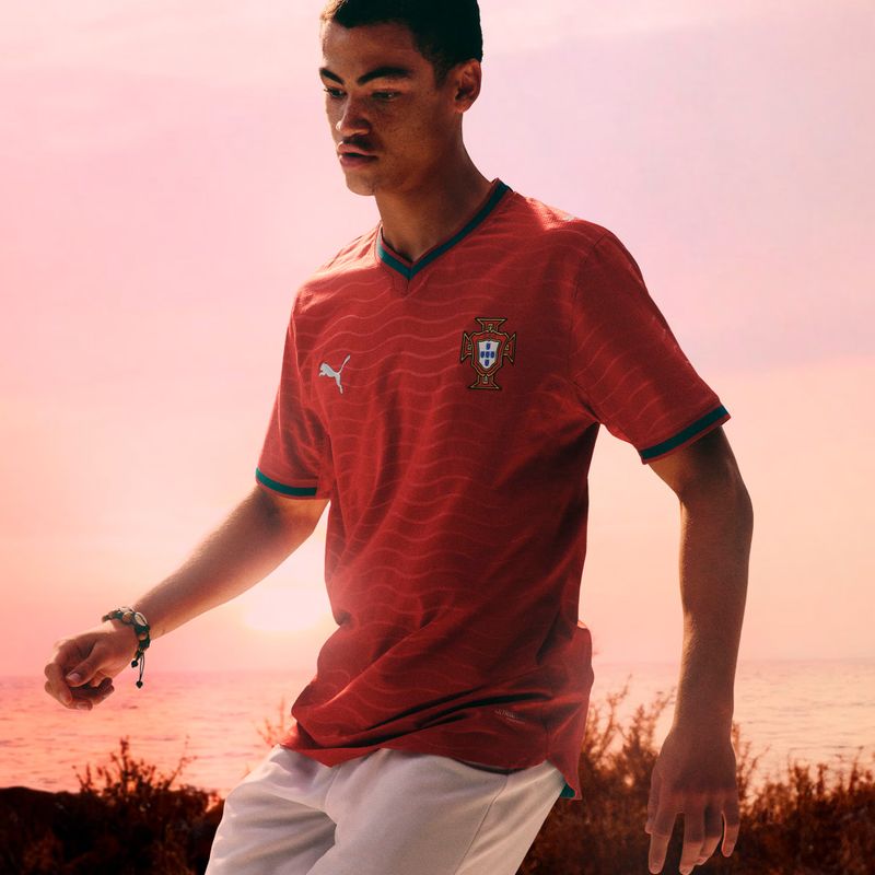 Tricou de fotbal pentru copii PUMA FPF Portugal Home Jersey Replica Club Jr roșu/verde 6