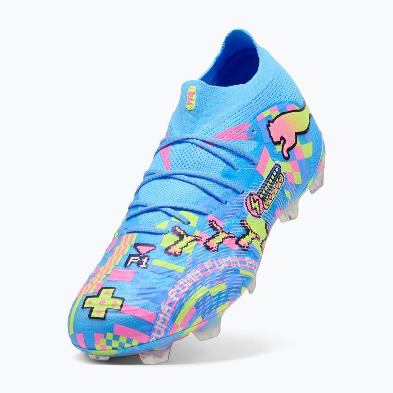 Încățăminte de fotbal PUMA Future 9 Ultimate Advanced Level FG puma white/blue glimmer/pink glimmer/yellow alert 4