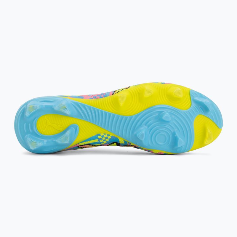 Încățăminte de fotbal PUMA Future 9 Match Advanced Level FG/AG puma white/blue glimmer/pink glimmer/yellow alert 4