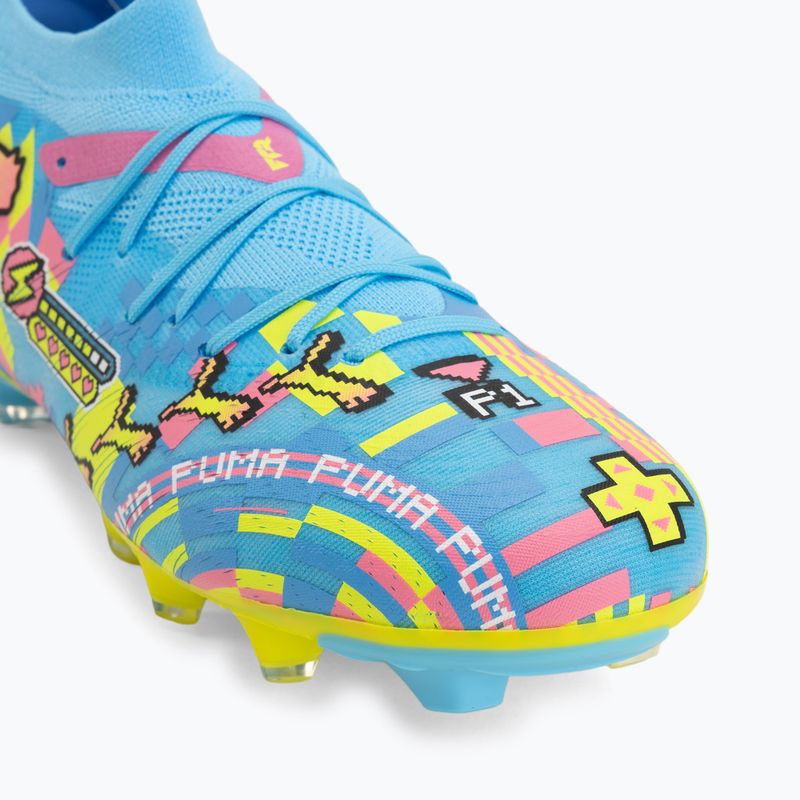 Încățăminte de fotbal PUMA Future 9 Match Advanced Level FG/AG puma white/blue glimmer/pink glimmer/yellow alert 7