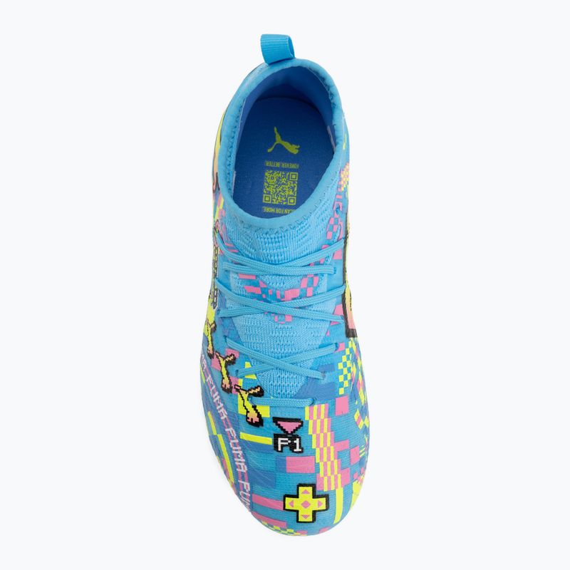 Încălțăminte de fotbal pentru copii PUMA Future 9 Match Advanced Level FG/AG Jr puma white/blue glimmer/pink glimmer/yellow alert 5