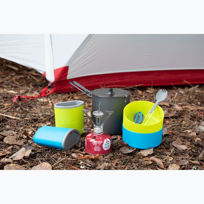MSR 2 persoane Mess albastru / verde fluo set de vase de gătit pentru drumeții 5