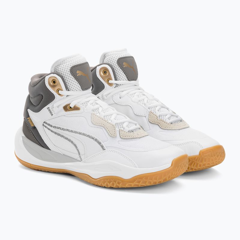 Pantofi de baschet pentru bărbați PUMA Playmaker Pro Mid Trofee cenușă cenușie / fier turnat / aur Puma 4