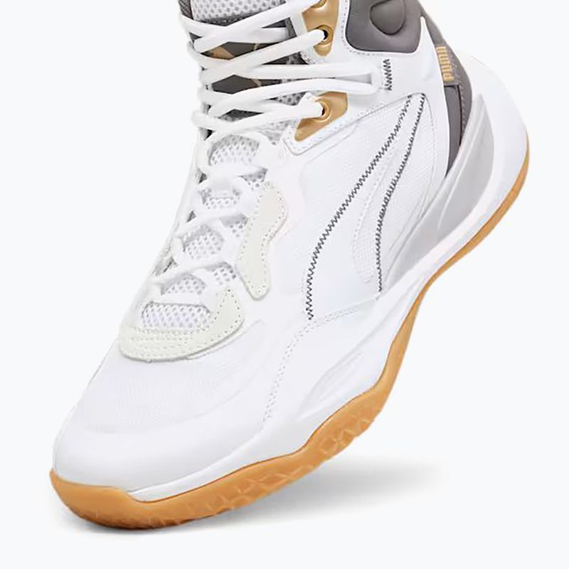 Pantofi de baschet pentru bărbați PUMA Playmaker Pro Mid Trofee cenușă cenușie / fier turnat / aur Puma 12
