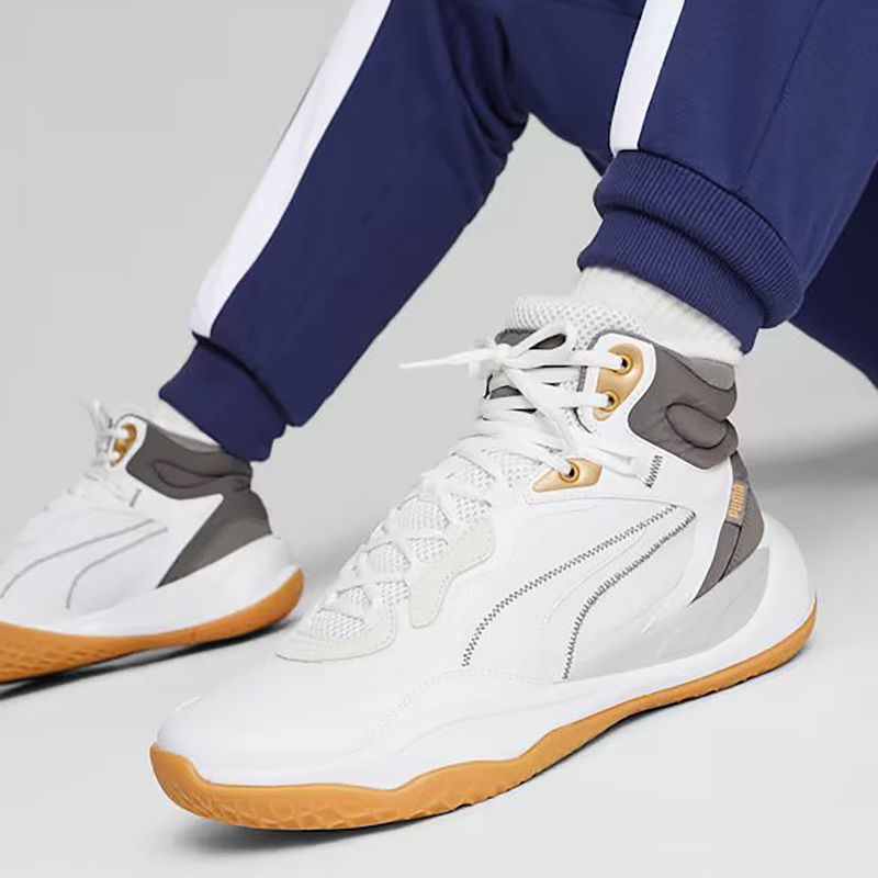 Pantofi de baschet pentru bărbați PUMA Playmaker Pro Mid Trofee cenușă cenușie / fier turnat / aur Puma 13