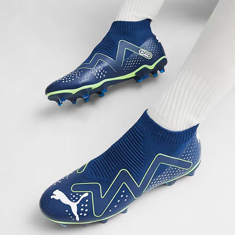 PUMA Future Match+ Ll FG/AG cizme de fotbal pentru bărbați albastru persan/alb/puma alb/pro verde 10