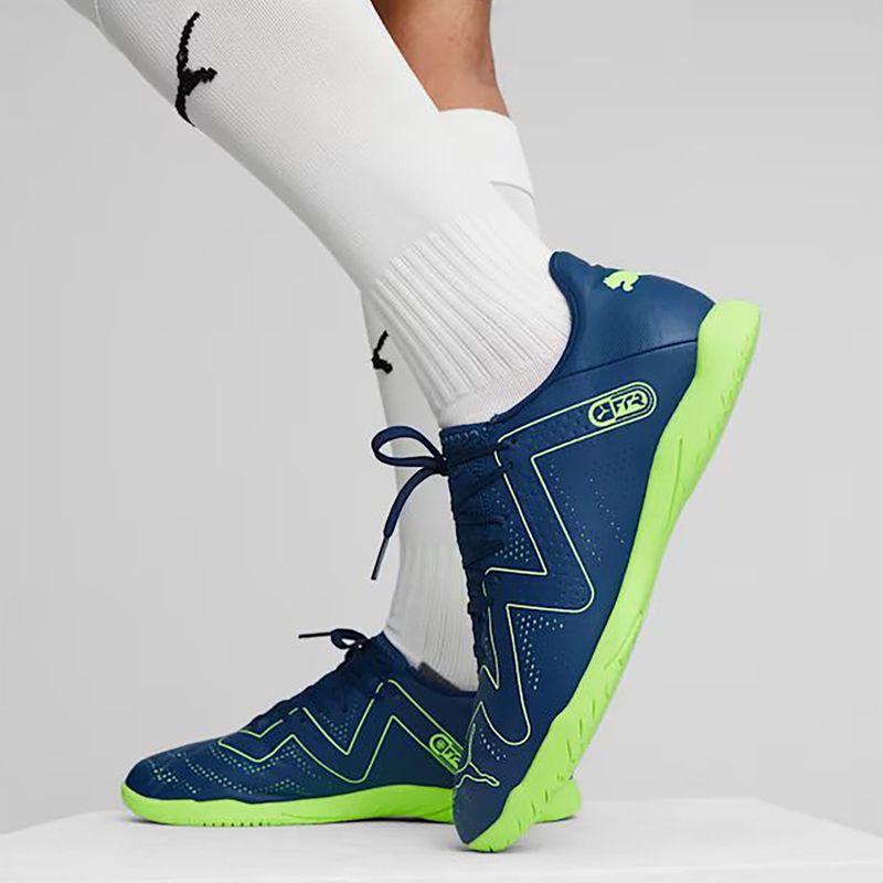 PUMA Future Play It ghete de fotbal pentru bărbați albastru persan/pro verde