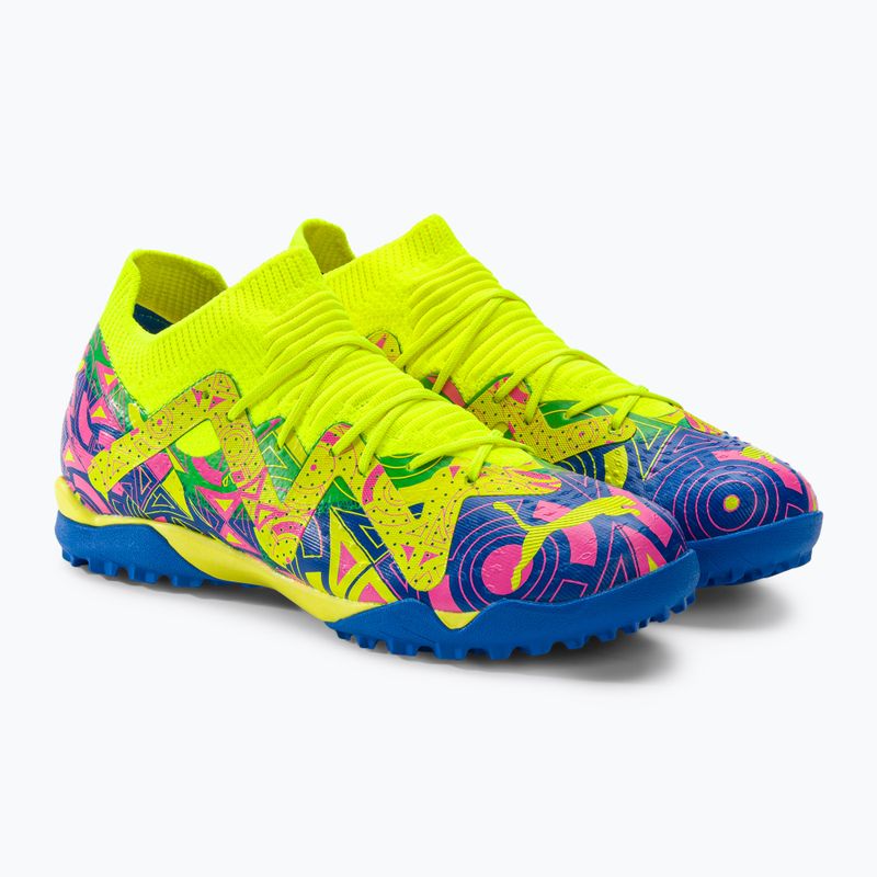 PUMA Future Match Energy TT + Mid Jr ghete de fotbal pentru copii ultra albastru/alert galben/roz luminos 4