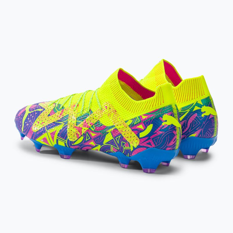 PUMA Future Future Ultimate Energy FG/AG ghete de fotbal pentru bărbați ultra albastru/alerta galbenă/roz luminos 3