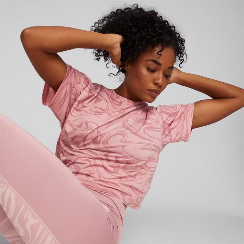 Tricou de antrenament pentru femei PUMA Train Favorite Aop Crop future roz