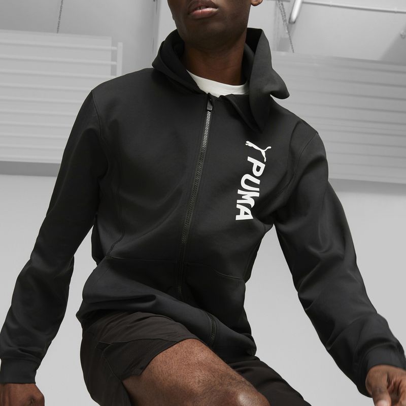 Bluză de antrenament pentru bărbați PUMA Fit Double Knit FZ Hoodie puma black 5