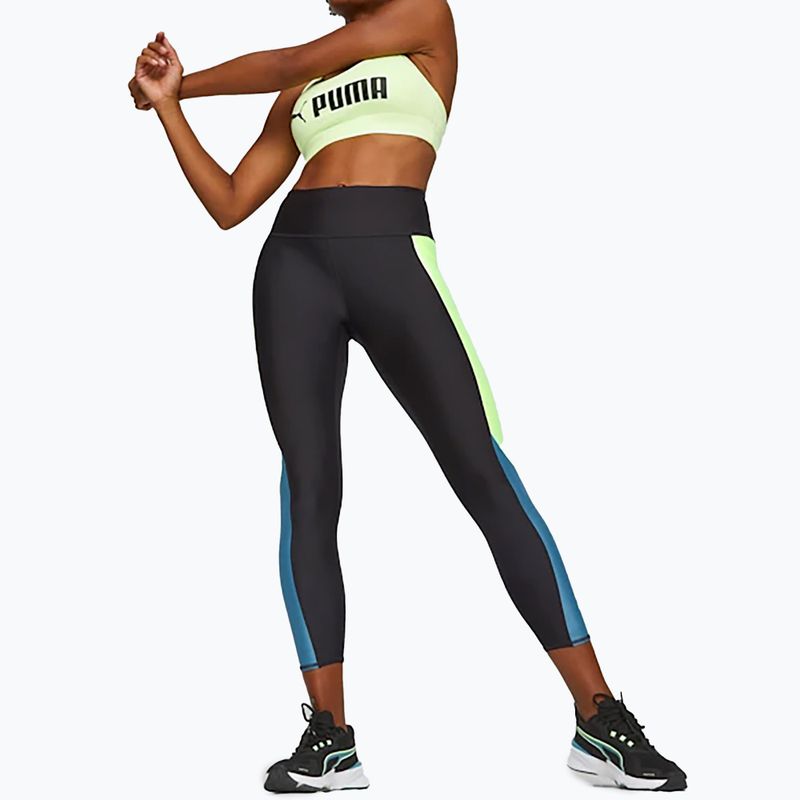 Jambiere de antrenament pentru femei PUMA Fit Eversculpt Color Block Hw 7/8 puma negru/verde viteză