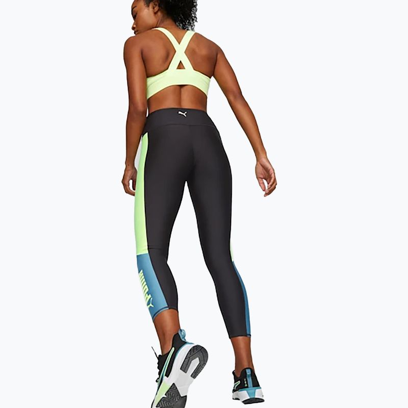 Jambiere de antrenament pentru femei PUMA Fit Eversculpt Color Block Hw 7/8 puma negru/verde viteză 2