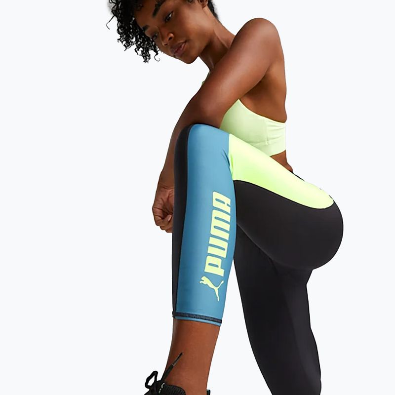 Jambiere de antrenament pentru femei PUMA Fit Eversculpt Color Block Hw 7/8 puma negru/verde viteză 6