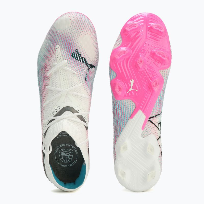 Încălțăminte de fotbal PUMA Future 7 Ultimate Low FG/AG white/black/poison pink/bright aqua/silver mist 11
