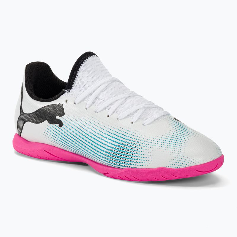 Încălțăminte de fotbal pentru copii PUMA Future 7 Play IT puma white/puma black/poison pink