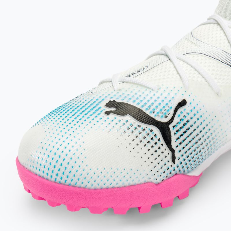 Încălțăminte de fotbal pentru copii PUMA 7 Match TT + Mid puma white/puma black/poison pink
