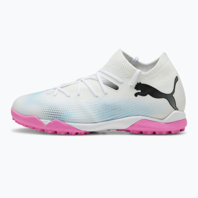 Încălțăminte de fotbal pentru copii PUMA 7 Match TT + Mid puma white/puma black/poison pink