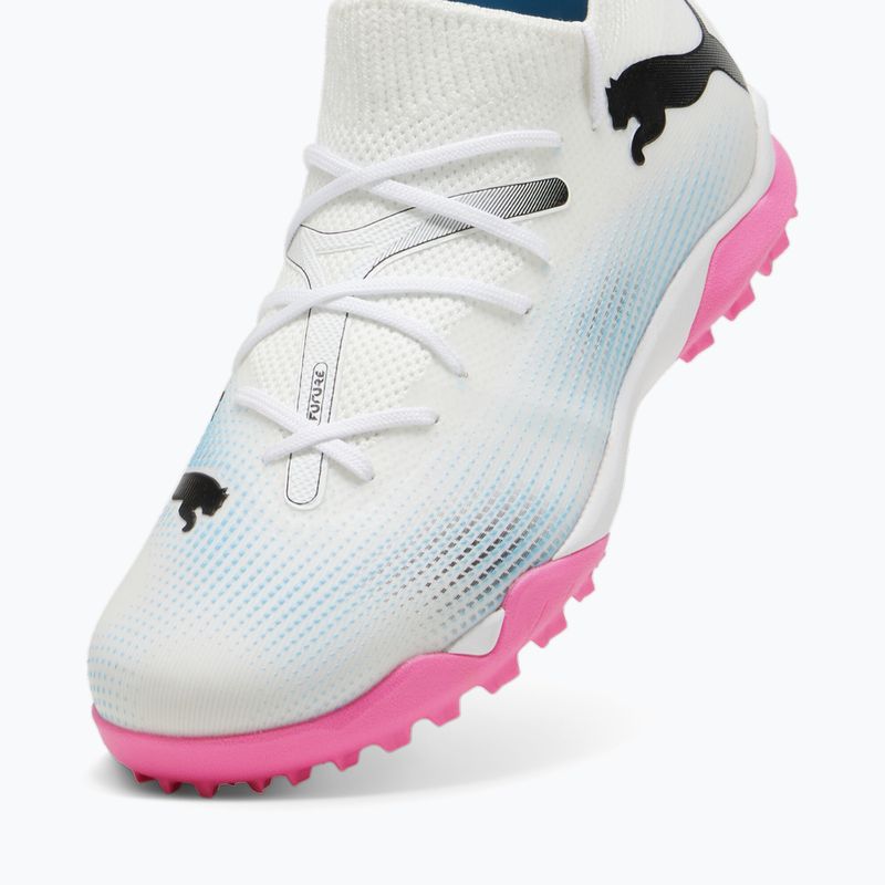 Încălțăminte de fotbal pentru copii PUMA 7 Match TT + Mid puma white/puma black/poison pink