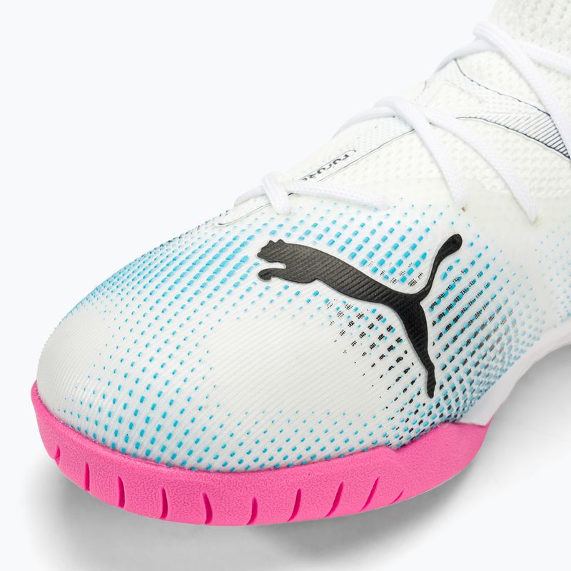 Încălțăminte de fotbal pentru copii PUMA 7 Match IT + Mid puma white/puma black/poison pink
