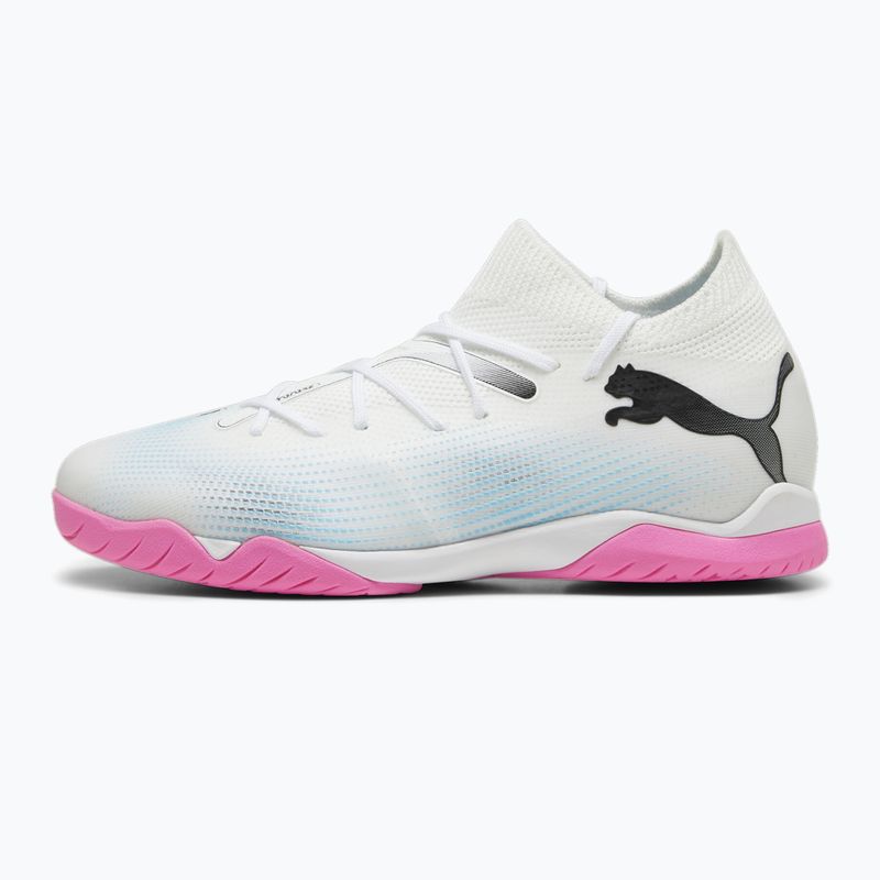 Încălțăminte de fotbal pentru copii PUMA 7 Match IT + Mid puma white/puma black/poison pink