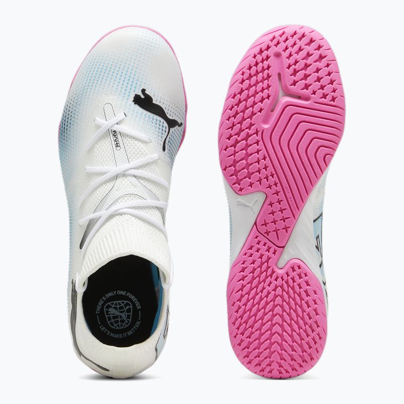 Încălțăminte de fotbal pentru copii PUMA 7 Match IT + Mid puma white/puma black/poison pink