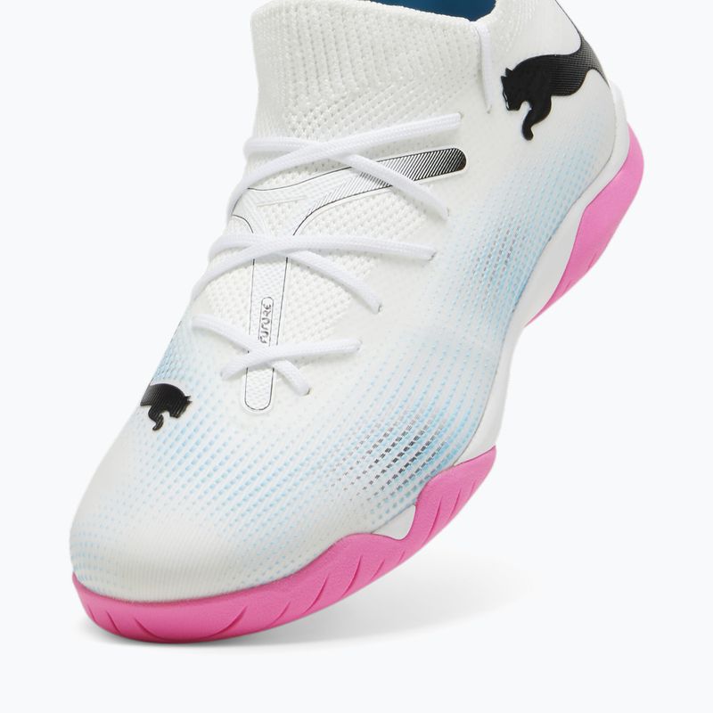 Încălțăminte de fotbal pentru copii PUMA 7 Match IT + Mid puma white/puma black/poison pink