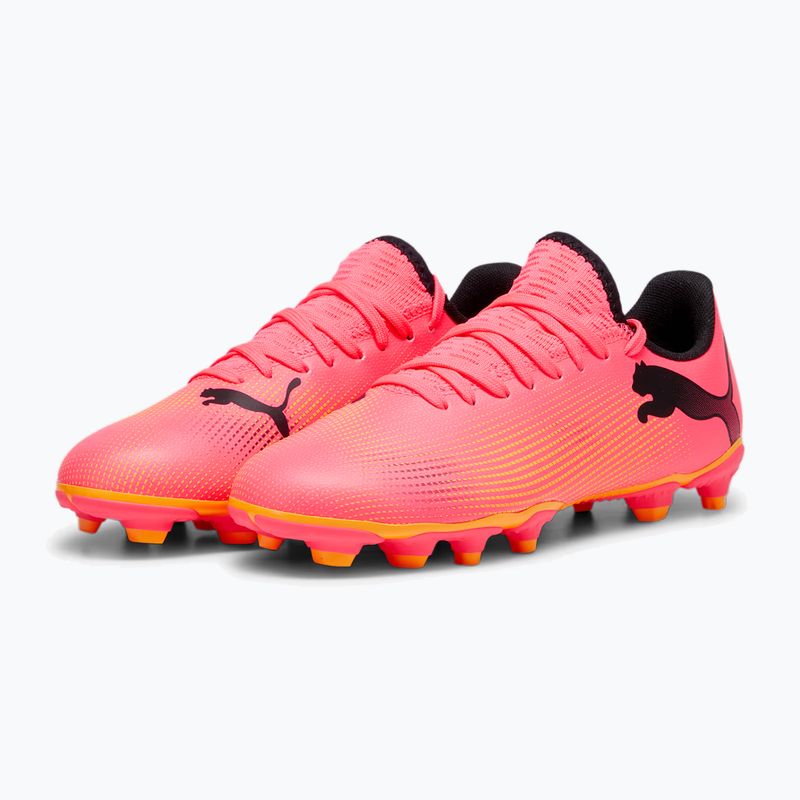 Încălțăminte de fotbal pentru copii PUMA Future 7 Play FG/AG Jr sunset glow/puma black/sun stream